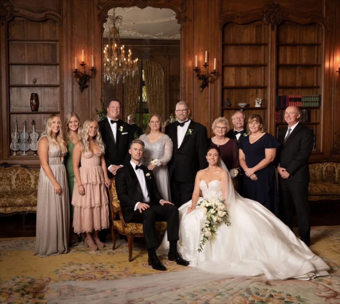 The Alkema family gathered at Aaron and Alex's wedding