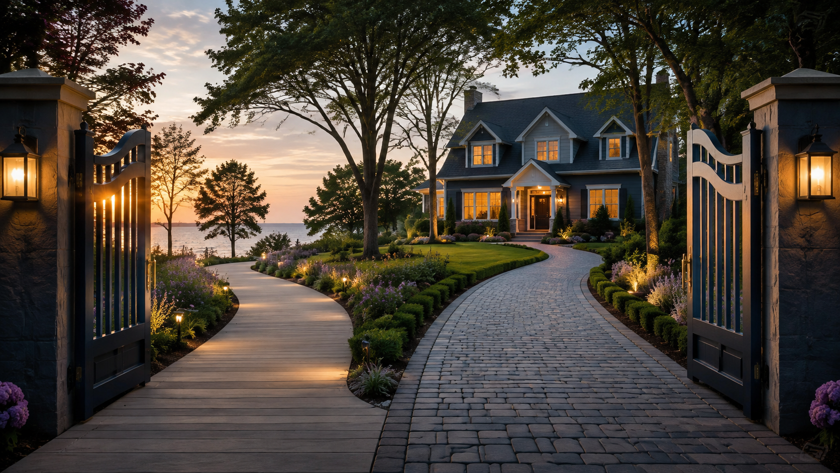 Two different paths leading to the same Michigan home, representing FHA and conventional financing choices